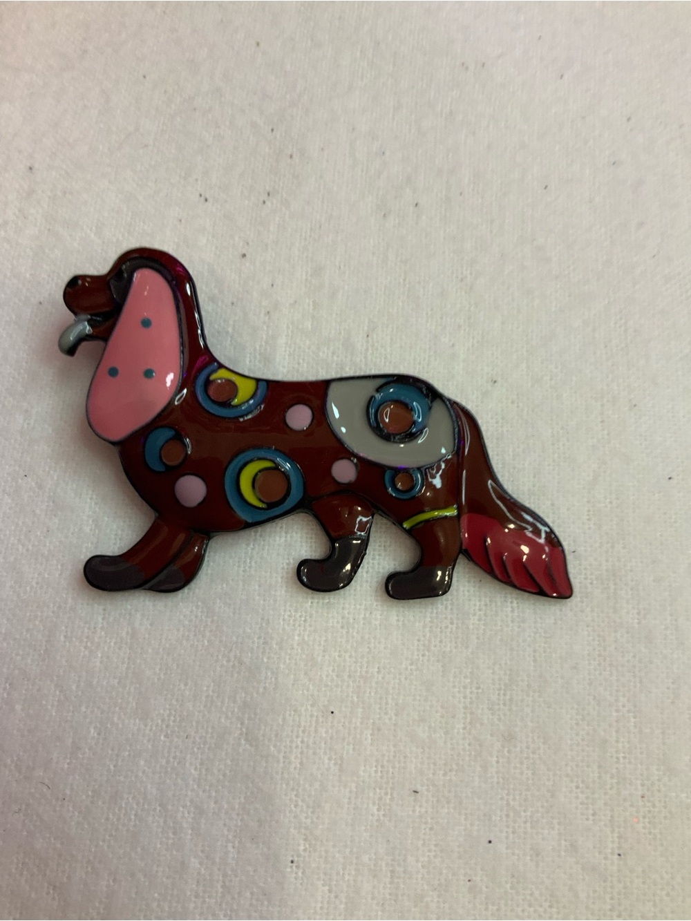 Sweet Dachshund Dog Enamel Brooch/Pendant  - Brown and Pink(Y-14)